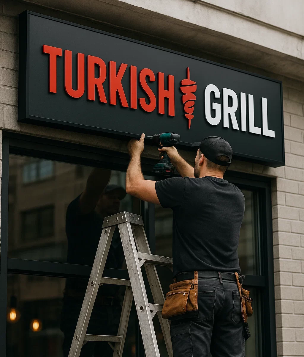 монтаж вывески