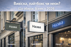Вивіска, лайтбокс чи неон у 2026 році: що обирають бізнеси в Києві
